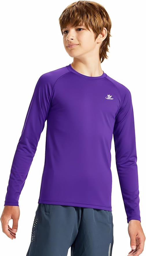 DEVOROPA Youth Boys Compression Thermal Shirt Long Sleeve Kids Fleece Baselayer Soccer Baseball Undershirt Slim/Regular/Husky
