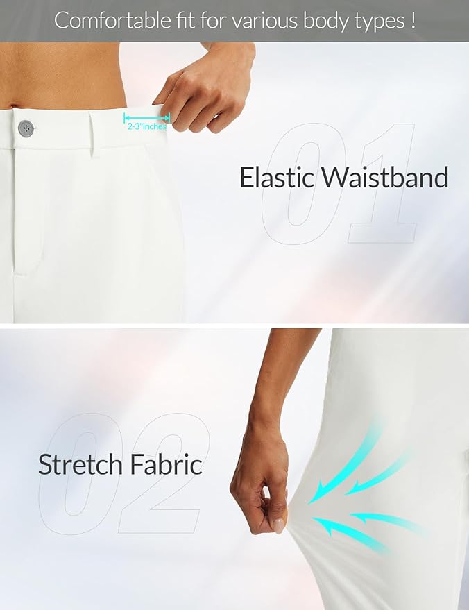 baleaf Women's Golf Pants Straight Leg Stretch Work Travel Pant with Pockets Dressy Bussiness Casual Slacks UPF 50+