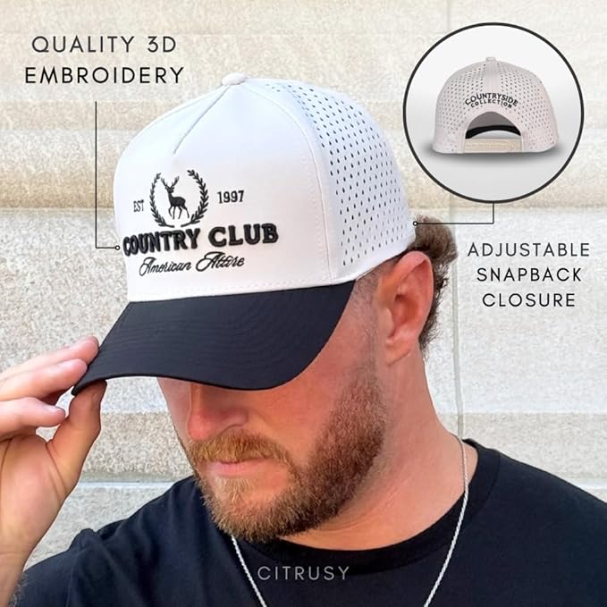 CITRUSY Athletic Trucker Golf Hat | Performance Mens 5 Panel Cap | Cool Breathable Waterproof Workout Running Snapback
