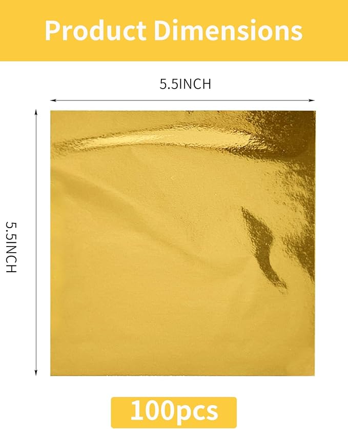 Luckymica Gold Leaf Sheets, Decoration, 5.5" x 5.5" - Image 2
