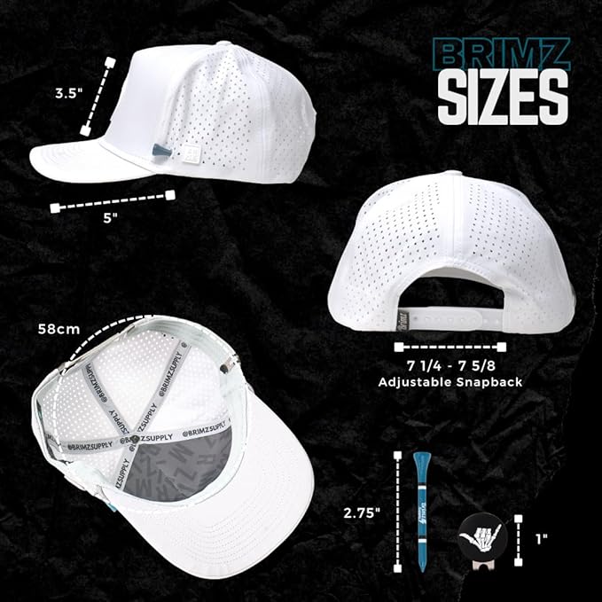 BRIMZ Golf Performance Hat - Tee Holder & Magnetic Ball Marker - Breathable, Sweat & Water Resistant Golfing Snapback Hat