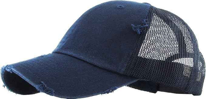 Funky Junque Trucker Hat for Women – Distressed Low Profile Western Camo Baseball Cap with Mesh, Trendy and Adjustable Fit