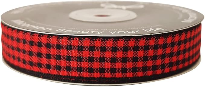 Red and Black Gingham Plaid Checked Ribbon 25 Yards Each Roll 100% Polyester - Image 4