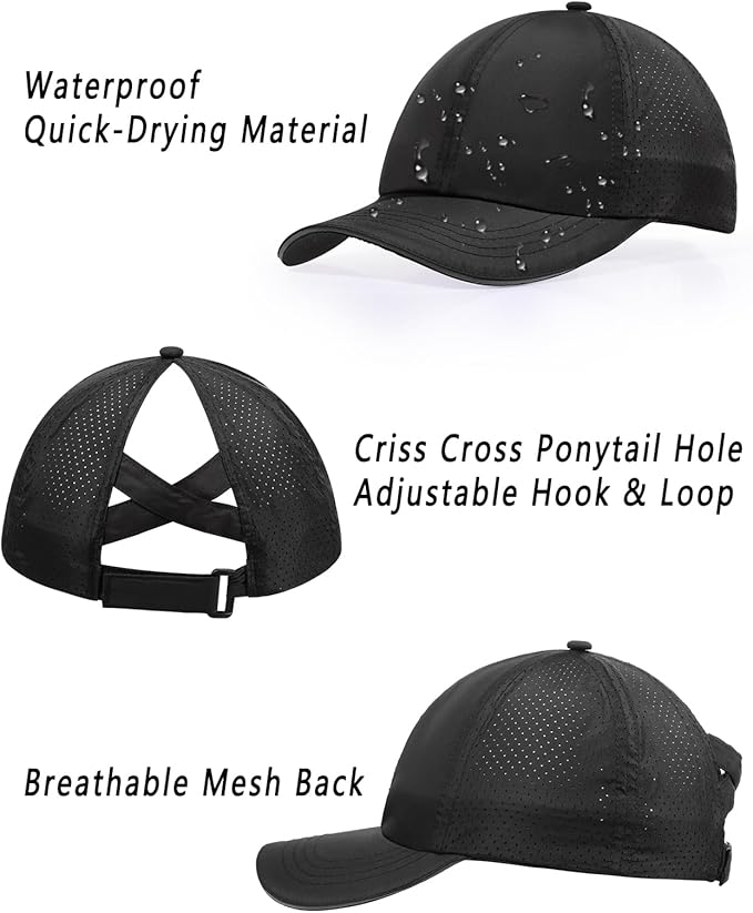 ZTL Women's High Ponytail Baseball Cap Performance Running Hat Quick Dry Mesh Sports Cap Unstructured Dad Trucker Hats