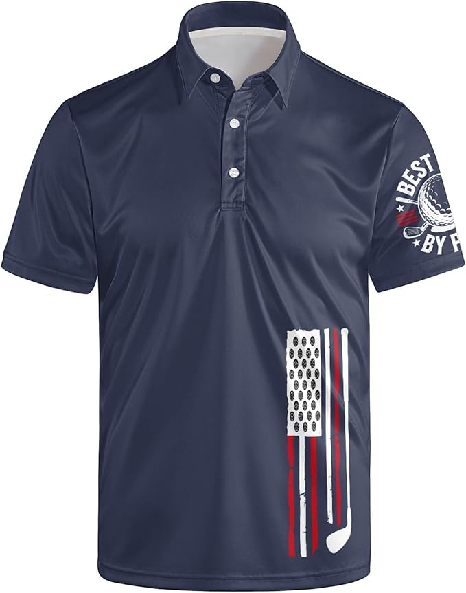 Golf Polo Shirts for Men Funny Print Short Sleeve Golf Shirts Performance Golf Polos
