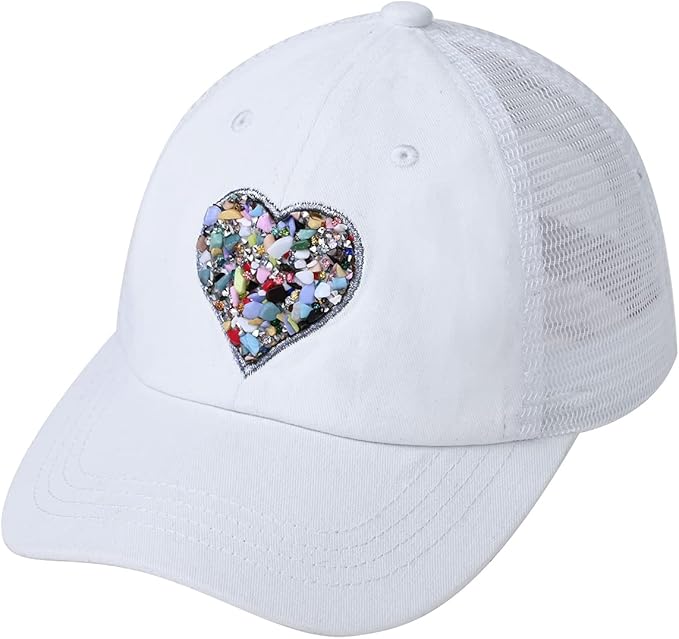 Funky Junque Trucker Hat for Women – Distressed Low Profile Western Camo Baseball Cap with Mesh, Trendy and Adjustable Fit