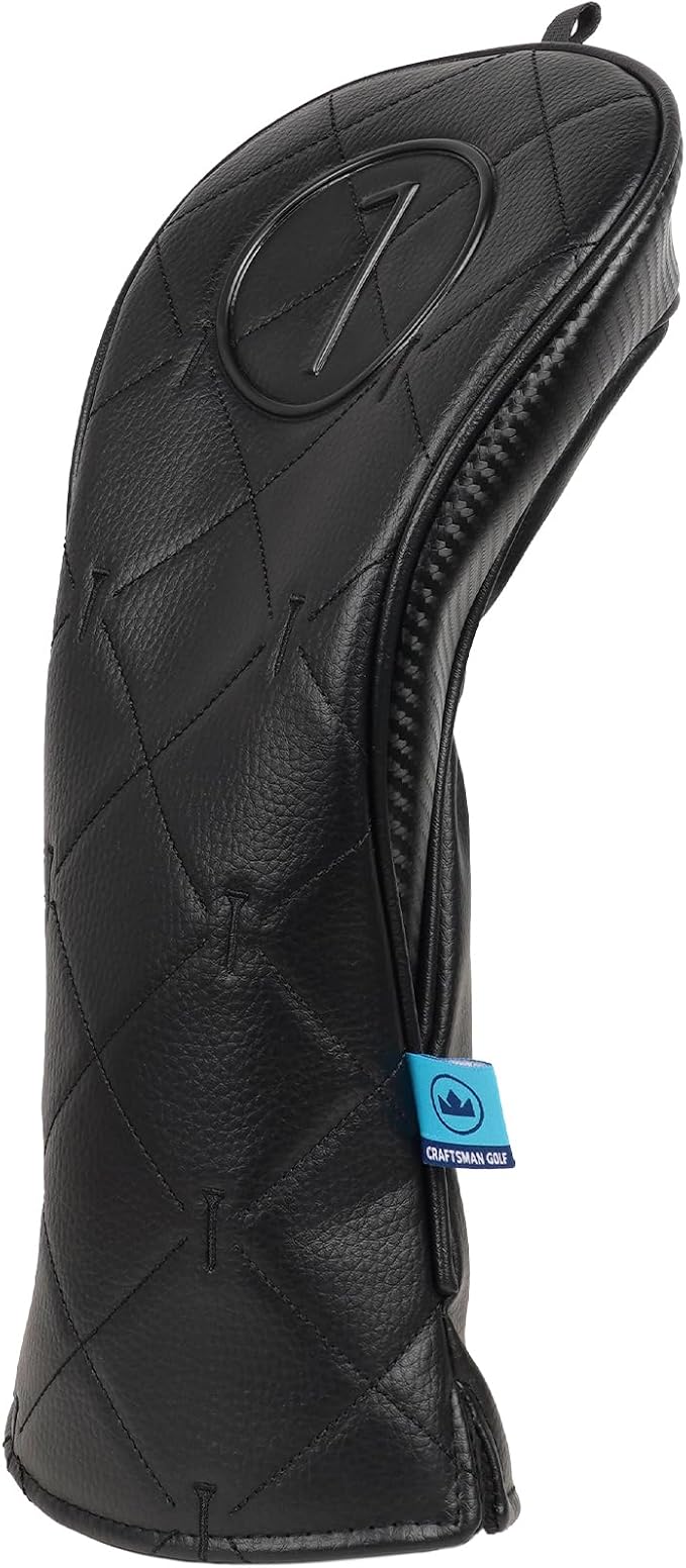 Craftsman Golf Modern Style Premium Black Golf Headcover for 3 5 7 Woods and Driver Hybrids