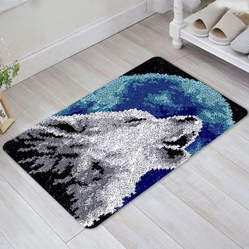 YOOTOM Wolf Latch Hook Rug Kits for Adult,Embroidery Wall Hanging Tapestry