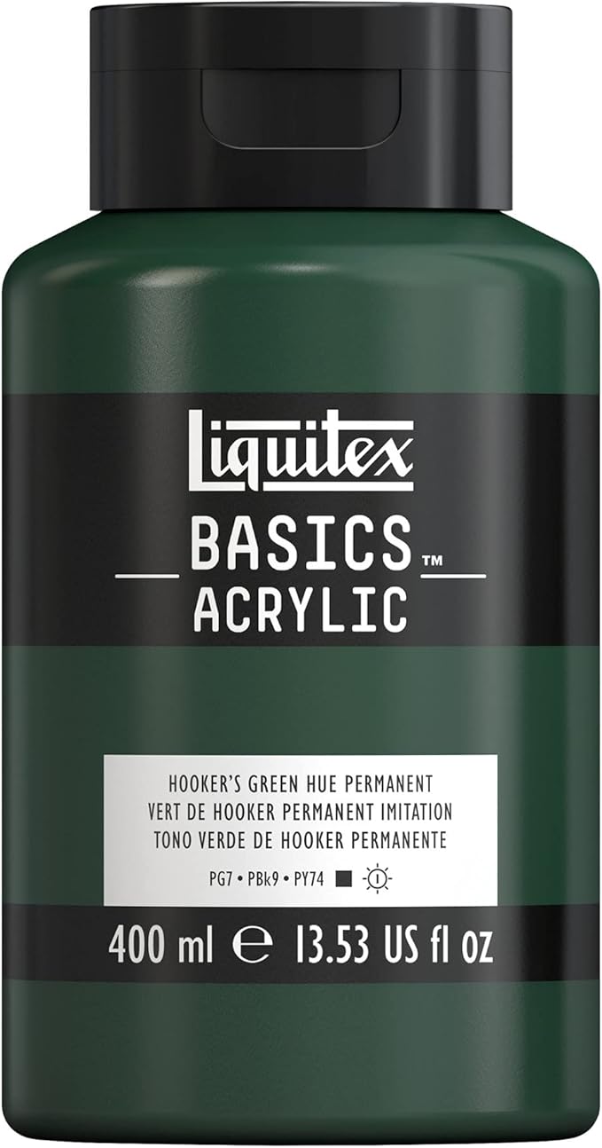 Liquitex BASICS Acrylic Paint, 400ml Bottle, Hooker’s Green Hue Permanent by Liquitex