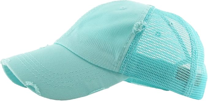 Classic Plain Ponytail Messy High Bun Headwear Adjustable Cotton Trucker Mesh Glitter Hat Baseball Cap