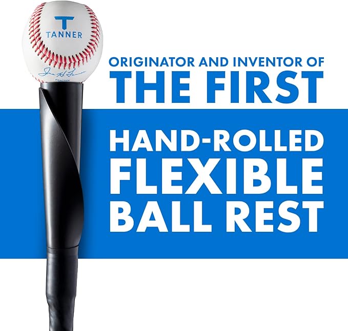 Tanner Tee The Original Batting Tee – Adjustable Pro Hitting Tee for Baseball & Softball, Steel Shaft, Composite Base, Hand-Rolled Rubber Top, 26"-43" Height