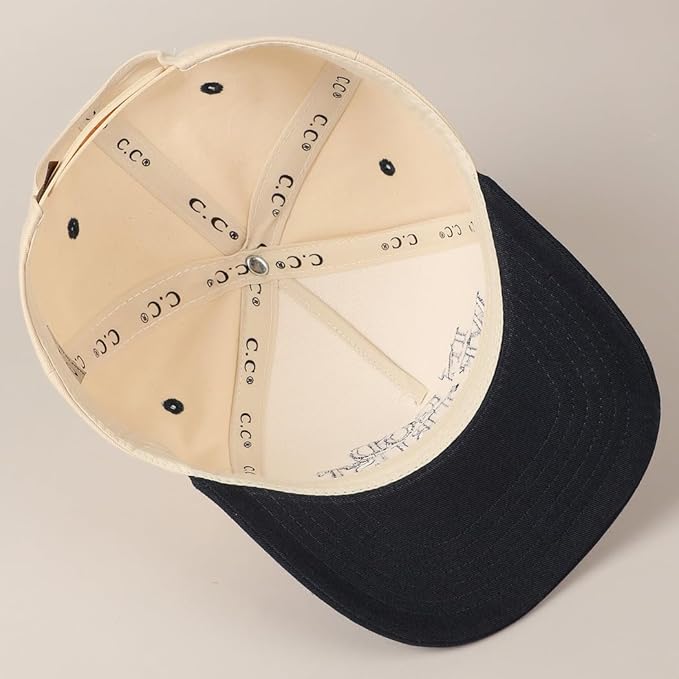 MIRMARU Two-Tone Vintage Canvas Trucker Hats for Men & Women, Adjustable Size Baseball Caps with Trendy Embroidered Design