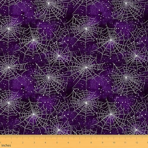 Spider Web Fabric by The Yard Halloween Gothic Style Soft Polyester Sewing Fabric Purple Galaxy Tie Dye No Stretch Durable Material for DIY Art Craft Making 3 Yard Bolt,108" L x 59" W