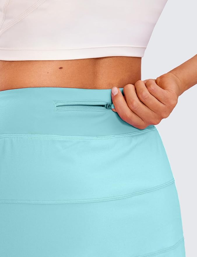 CRZ YOGA High Waisted A line Golf Skirts for Women - Mini Lined Tennis Casual Work Skorts with 3 Pockets