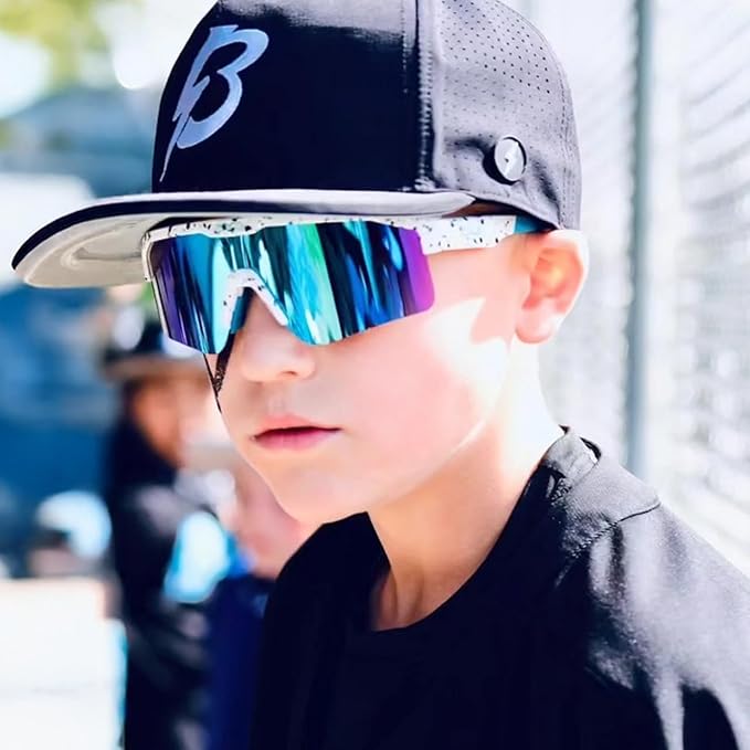 Eazyrun Kids Polarized Sports Sunglasses for Age 8-12 Youth Baseball Softball Cycling Glasses UV Protection for Boy Girl