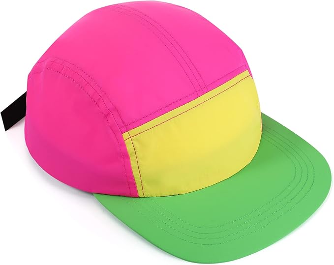 Cindeer 80s 90s Neon Hat Nylon Cap Retro Adjustable Cap for Women Men 80s Costumes Accessories 90s Theme Party