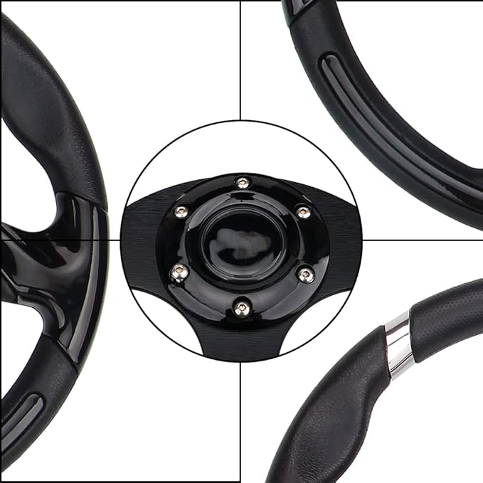 Black Chrome Golf Cart Steering Wheel for Club Car DS and Precedent Yamaha EZGO Steering Wheel with Ergonomic Design…