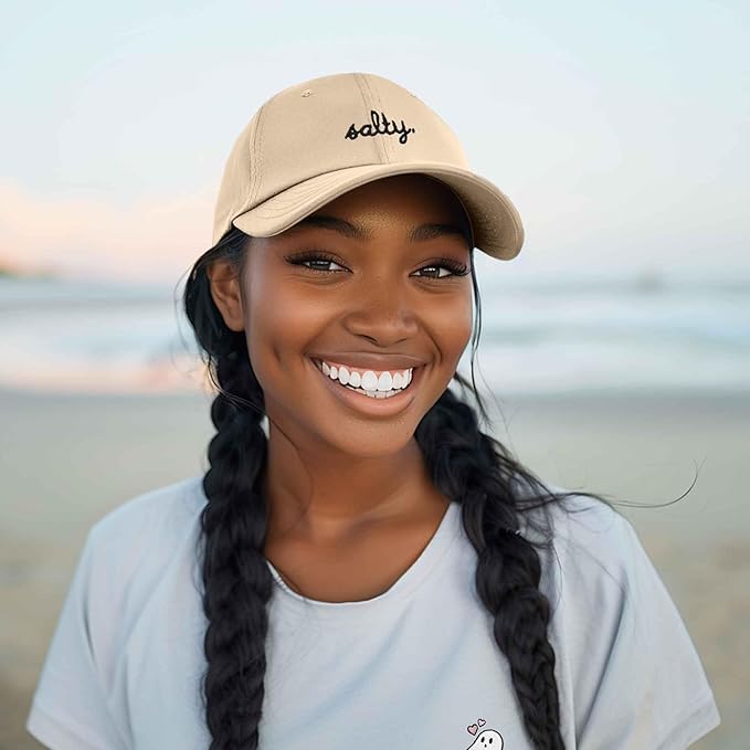 DALIX Salty Embroidered Cotton Beach Baseball Cap Adjustable Dad Hat Womens