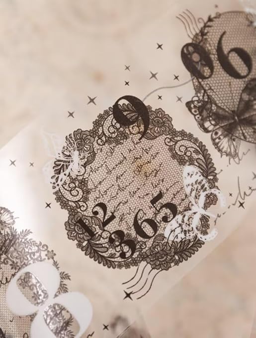 3pcs Vintage Lace Tape Cutout Art Lace Black White Stickers Roll Sticker PET - Image 3