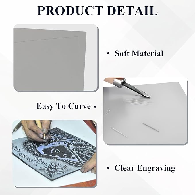 LDXDRU 8 Pack Linoleum Block for Printmaking, 12 x 12 Inch Linoleum Blocks Gray - Image 5