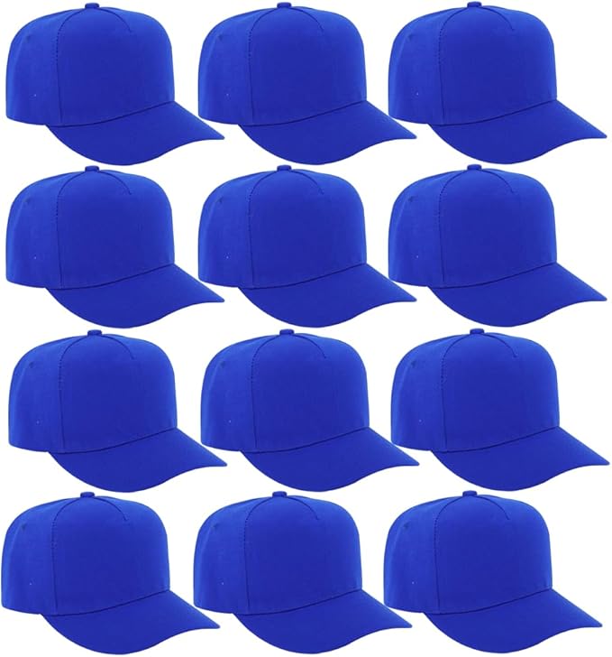 ZH 12 PC 5 Panel Baseball caps, Bulk Baseball caps, Customizable DIY Design, Wholesale Caps, One-Size-Fits-All