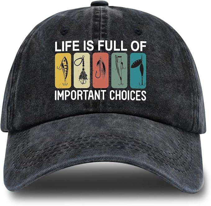 Fishing Adjustable Cotton Baseball Cap, Funny Trucker Hat Gift for Men Women Grandpa Dad Fishing Lover Fisherman