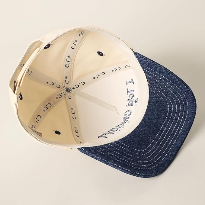 MIRMARU Two-Tone Vintage Canvas Trucker Hats for Men & Women, Adjustable Size Baseball Caps with Trendy Embroidered Design