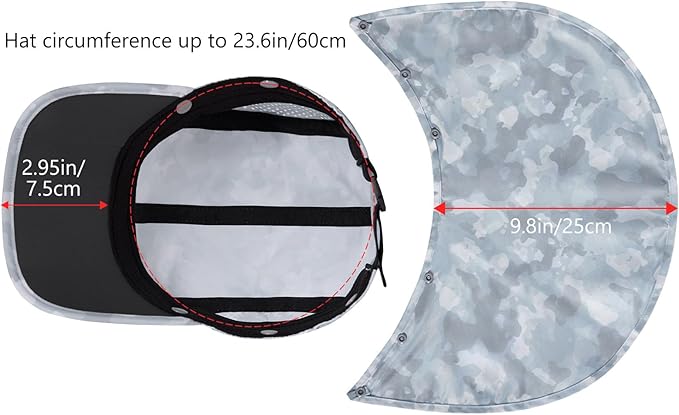 BASSDASH UPF 50+ Foldable Fishing Hat Baseball Cap with Removable Neck Flap Portable for Men Women Golf Hiking