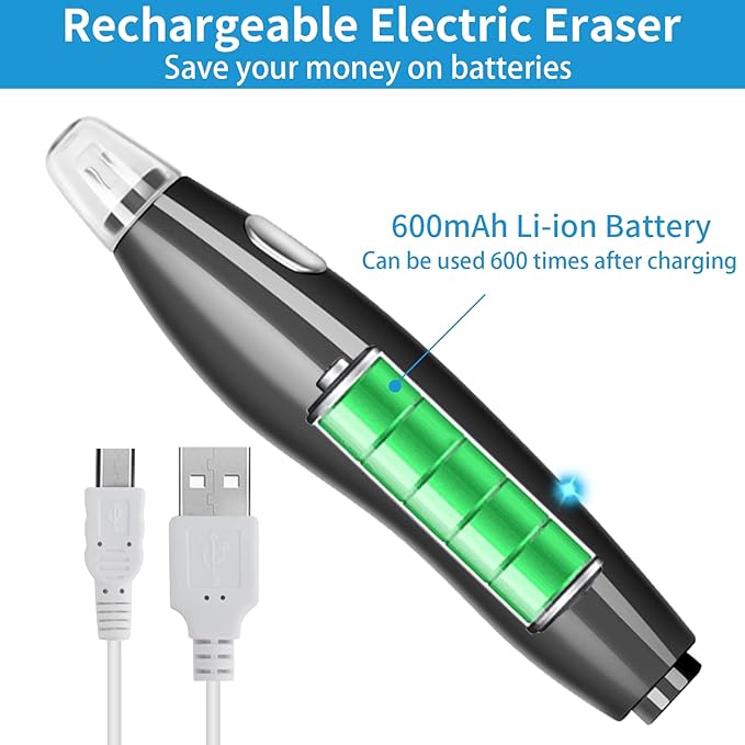 AFMAT Electric Eraser for Drawing, 140 Erasers Refills, Rechargeable Electric - Image 3
