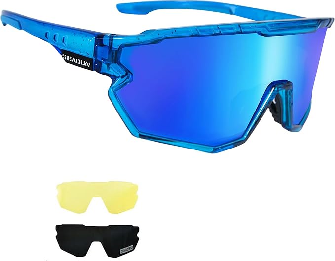 Sports Sunglasses Cycling Glasses Pink Polarized Glasses Baseball glasses with 3 lenses,Fishing,Ski Running Golf