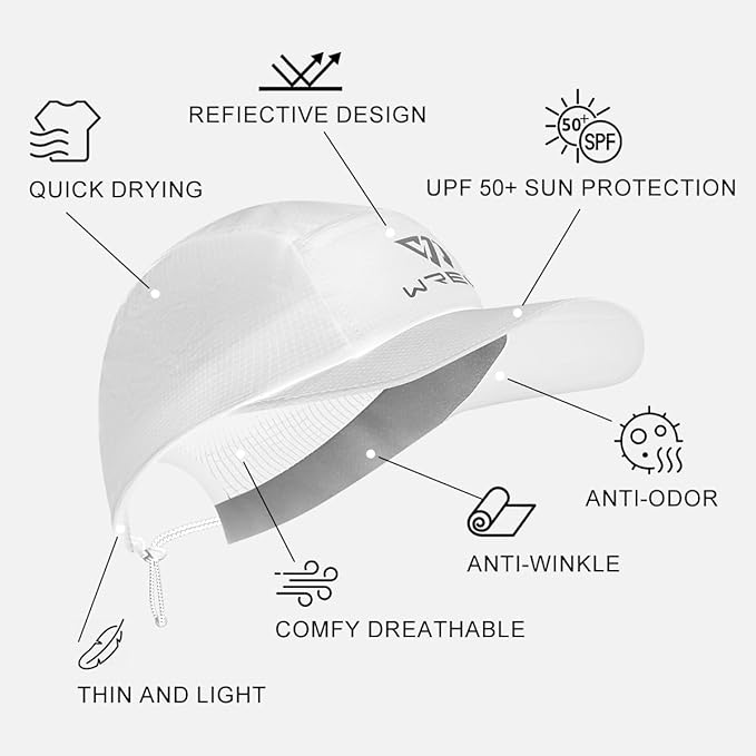 WRELS Running Racing Hat for Women Men,Quick Drying Baseball Sport Cap,Lightweight 5 Panel Hat for Outdoor Daily,One Size