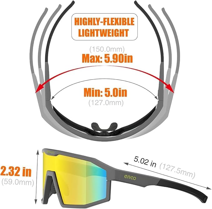 Eazyrun Youth Kids Polarized Sports Sunglasses for Age 8-12 Softball Baseball Cycling Glasses UV Protection for Girl Boy