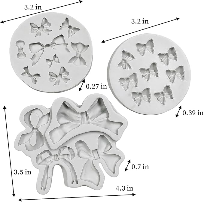 3PCS Bow Silicone Molds, Cute Bow Chocolate Molds Fondant Molds, Handmade Candy - Image 4