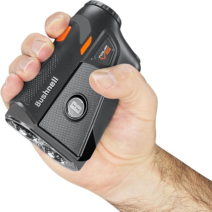 Bushnell Golf Tour V6 Laser Rangefinder Patriot Pack – Visual JOLT, Magnetic Mount, 1300-Yard Range, 6X Magnification, IPX6 Weatherproof, Premium Carry Case