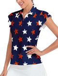 Soneven Womens Petal Sleeve Golf Shirts Moisture Wicking Lady Golf Apparel Print Tennis Sport T Shirt