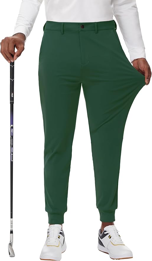 JWM Men's Stretch Golf Joggers Pants with Belt Loops - 29" 34" Slim Fit Tapered Casual Business Travel Dress Work Sweatpants