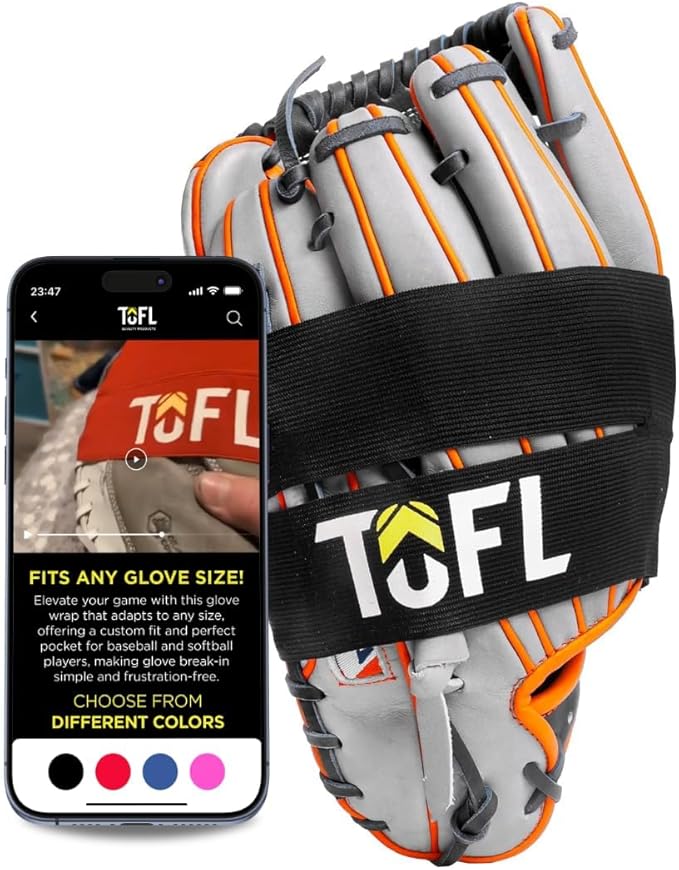 TOFL Baseball Glove Wrap Band for Mitt Shaping | Elastic Strap with Adjustable Closure for Pocket Forming & Storage | Youth & Adult Softball Mitt Care Accessory (Color & Quantity Options)