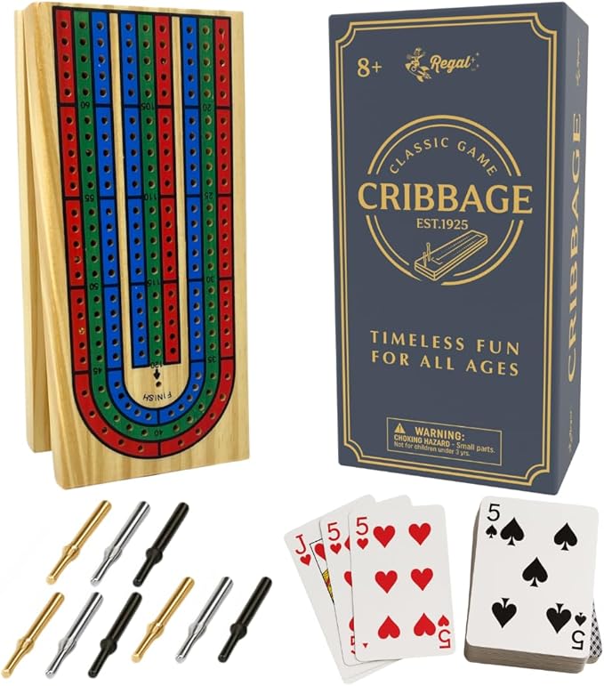 Regal Games Cribbage Board Game Set w/Storage by RegalGames