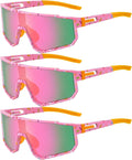 Kingdder 3 Pcs Baseball Ice Cream Drip Sunglasses for Youth Sunglasses for Sport Softball Cycling Baseball Golf