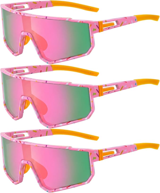 Kingdder 3 Pcs Baseball Ice Cream Drip Sunglasses for Youth Sunglasses for Sport Softball Cycling Baseball Golf