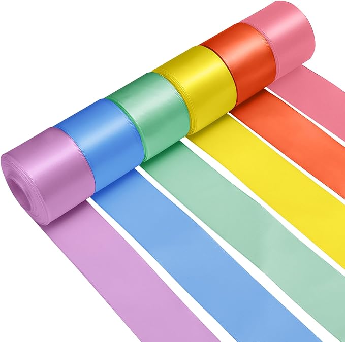 1-1/2 Inch Rainbow Satin Ribbons by Jacriah