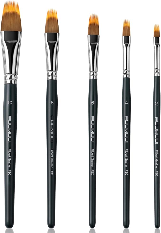5pcs Dual-Layer Grainer Brush Set- Fuumuui Professional Synthetic Filbert Comb by FUUMUUI