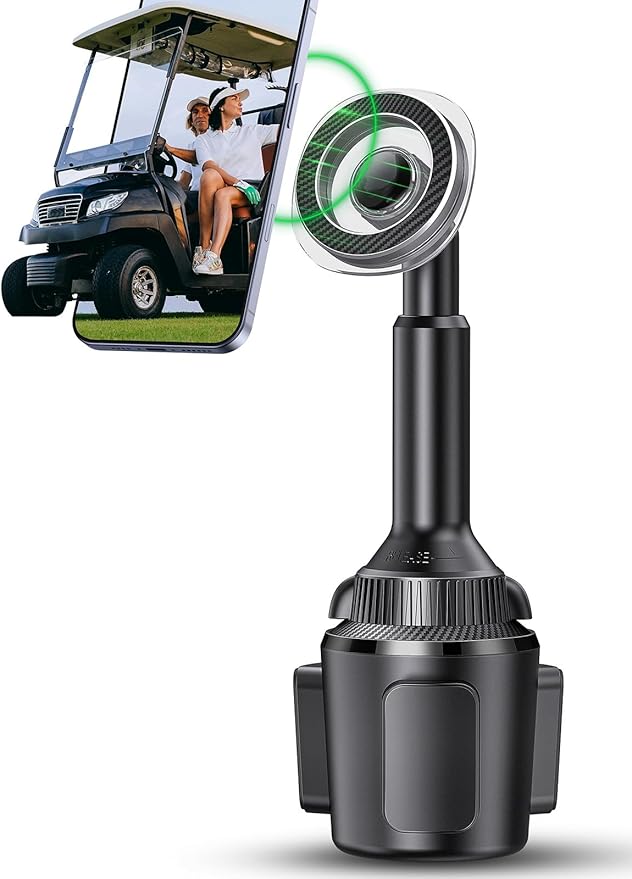 ICARMOUNT Golf Cart Phone Holder, Strong Magnetic Cup Holder Cell Phone Mount for iPhone 17 16 15 14 13 12, Golf Cart Accessories for EZGO/Club Car/Yamaha/Icon, Golfer Gifts for Men Women (MagSafe)