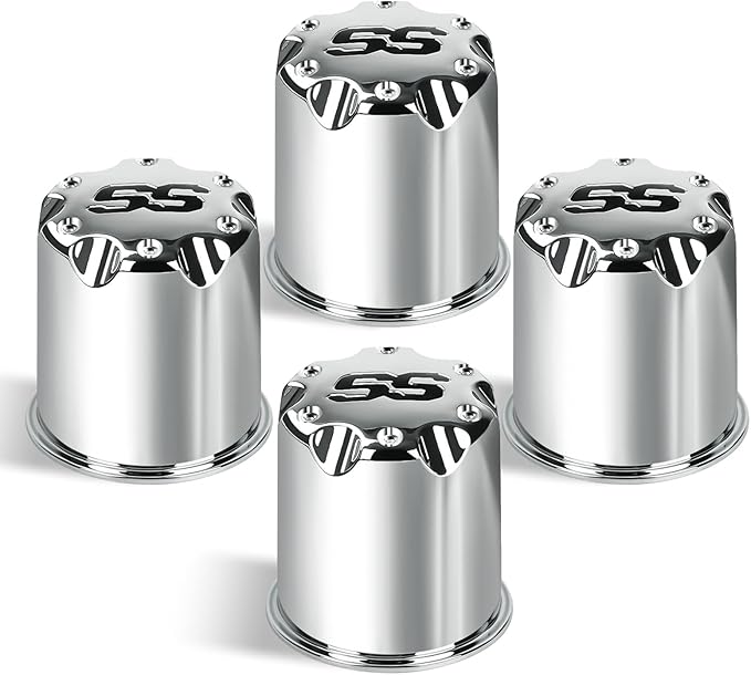 Golf Cart SS Wheel Center Cap Cover Fits 2.65" Dia Bore Wheel Rim SS Chrome Plastic Center Caps for EZGO Golf Cart Wheel-4 Packs