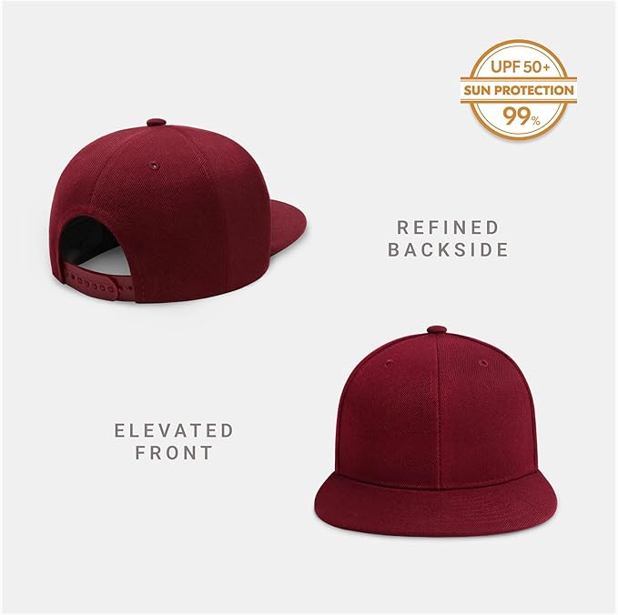 CHOK.LIDS Flat Bill Visor Classic Snapback Hat Blank Adjustable Brim High Top End Trendy Color Style Plain Tone Baseball Cap
