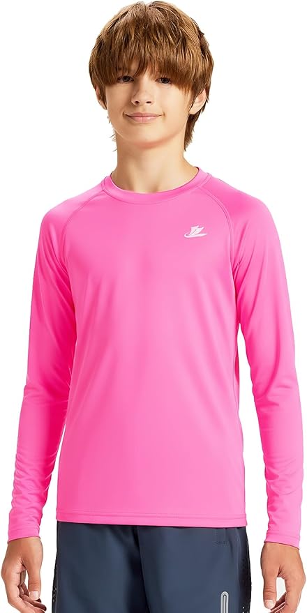 DEVOROPA Youth Boys Compression Thermal Shirt Long Sleeve Kids Fleece Baselayer Soccer Baseball Undershirt Slim/Regular/Husky