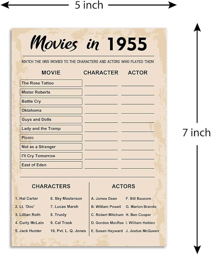 70th Birthday Party Games, Movies in 1955 Games, Birthday Party Supplies - Image 2