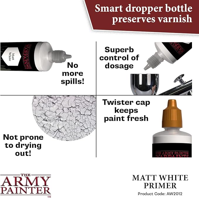 The Army Painter Airbrush Primer White, 100ml Dropper Bottle Acrylic Paint - Image 4