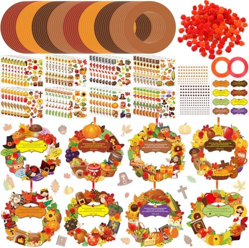 Hollowfly 48 Set Thanksgiving Wreath Craft Kits DIY Christian Ornament