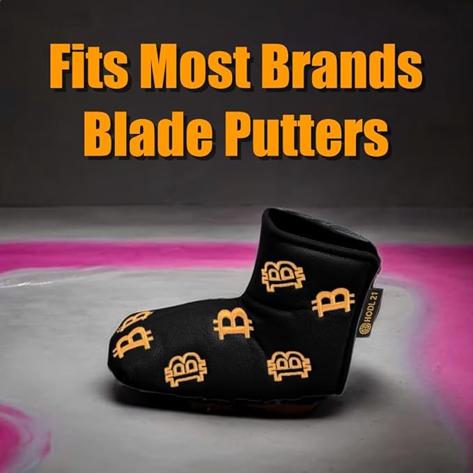 Bitcoin Golf Putter Cover for Blade and Mallet Putters - Golf Headcovers for Club Protection - HODL 21 Golf Accessories
